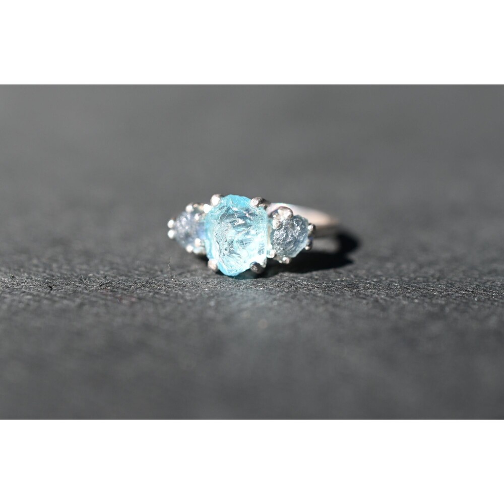 Aquamarine and blue Montana sapphire engagement ring size 3 4 5 6 7 8 9 10 11 12